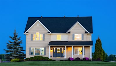 Illustration of a secure home protected by digital title insurance